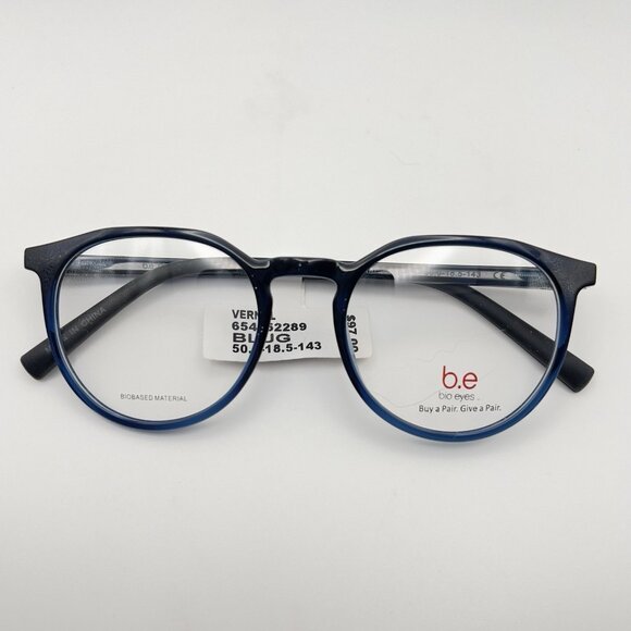 B.e Bio Eyes Vernal BLUG Full Eyeglass Frames Round Key Blue Black 50-18.5-143 - Picture 10 of 12